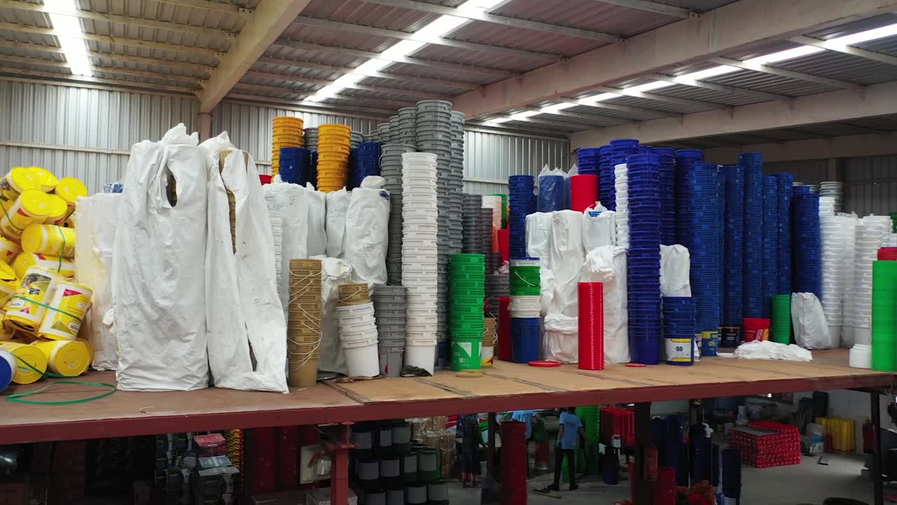 A factory warehouse of color full barrel, industry 5.0