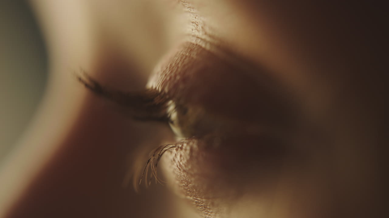 Eye of a woman opening and closing