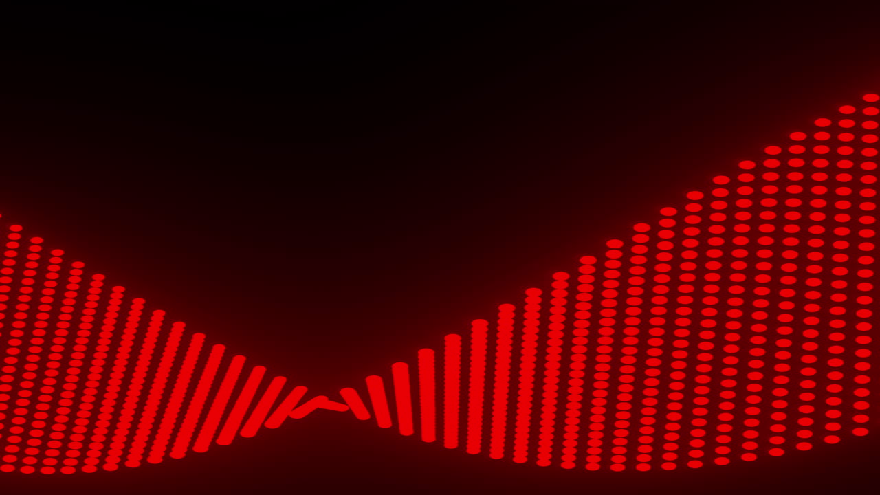 Red Particles in Abstract Curved Wave Formation with Gentle Glow and Black Background