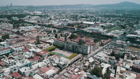 aerial rotational view of downtown queretaro in mexico