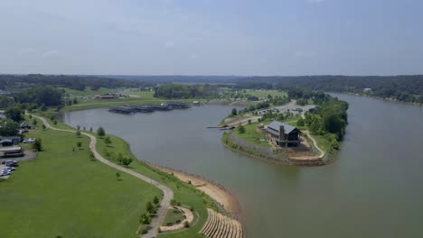 beautiful aerial footage of freedom point, liberty park, and clarksville marina