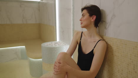 Woman Relaxing in a Modern Spa