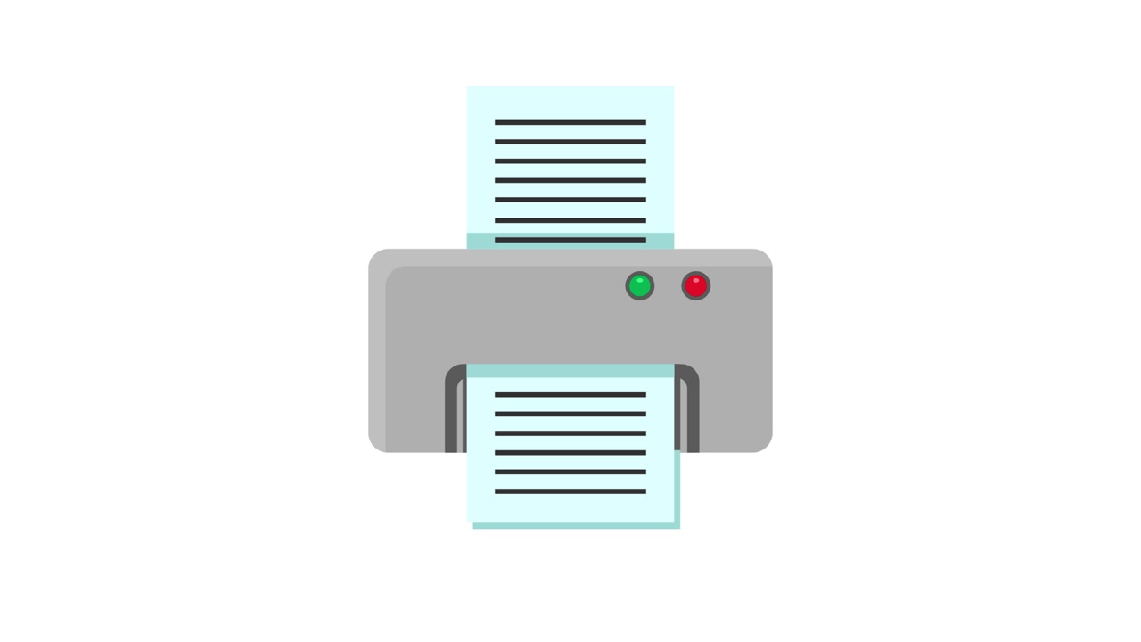 Animated Printer Printing Paper Documents