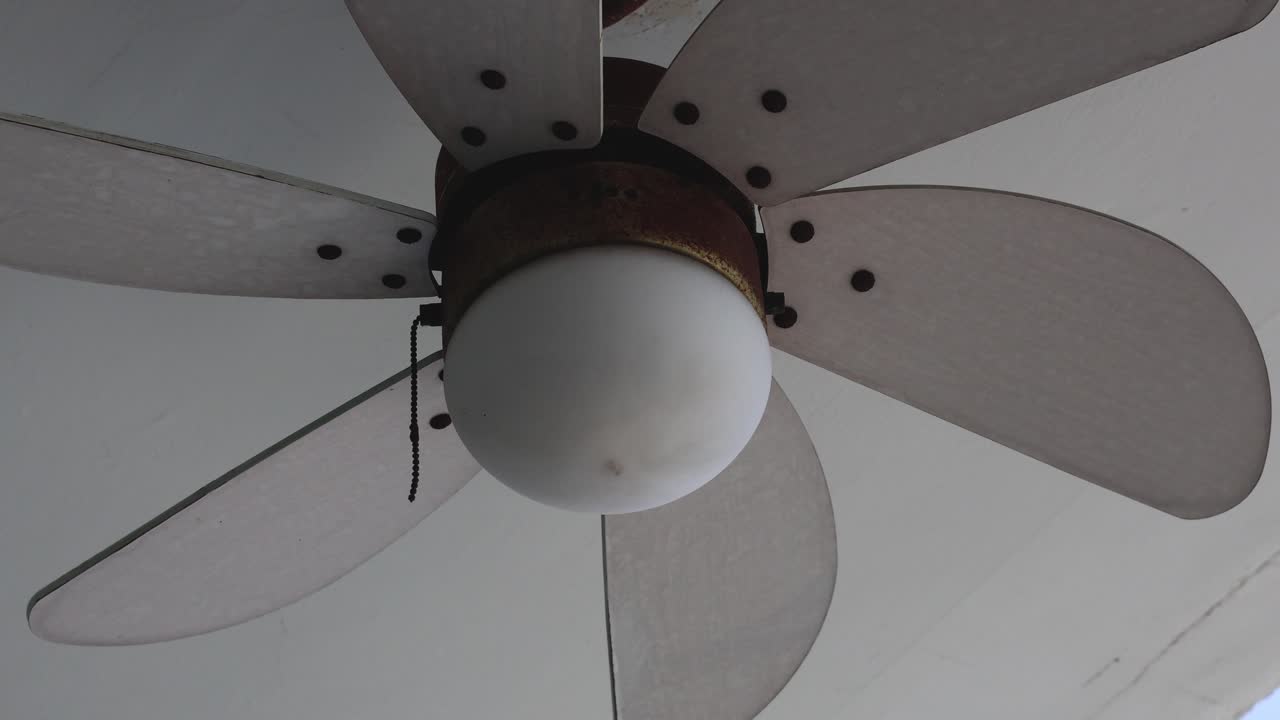 천장 팬이 일정한 속도로 회전합니다.