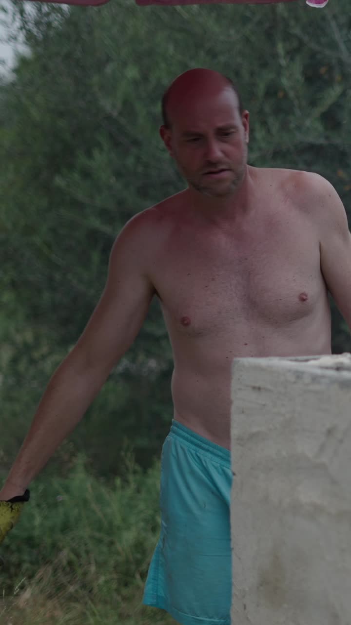 A man wearing shorts