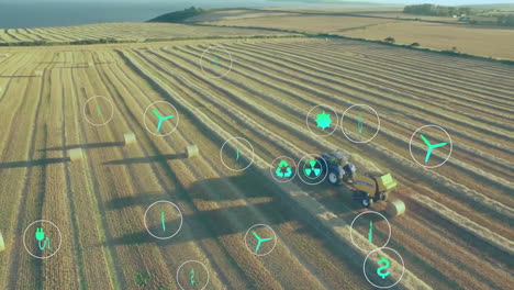 Animación-De-íconos-Ecológicos-Y-Procesamiento-De-Datos-Sobre-Tierras-Agrícolas.