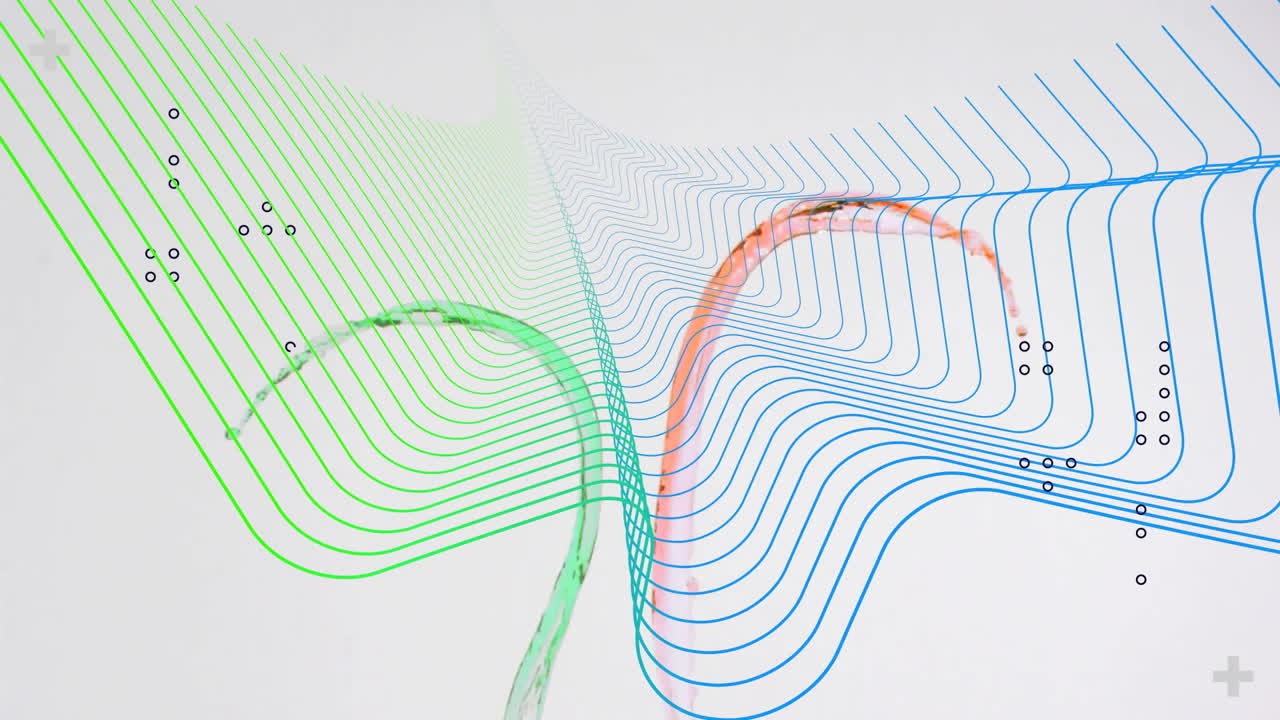 백색 배경에 연결의 메쉬를 통해 디지털 데이터 처리의 애니메이션