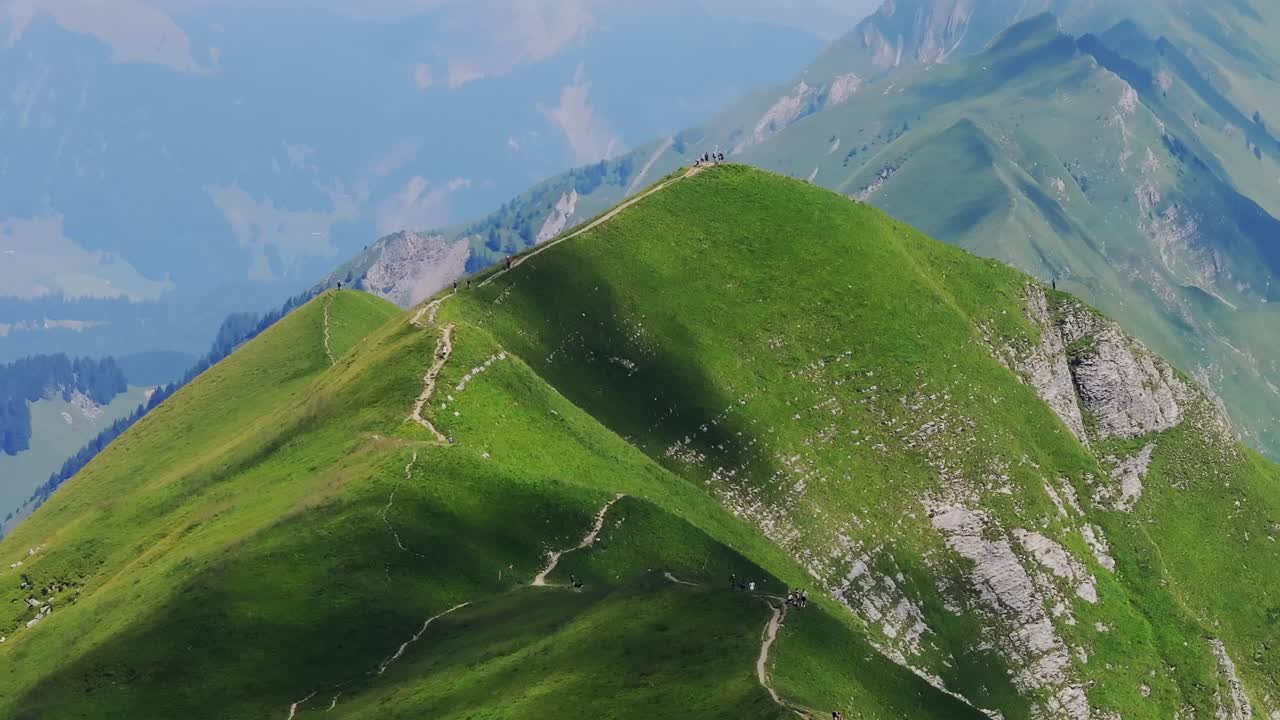 Scenic Knife Edge Trail Along Hardergrat Ridge Over Habkern Switzerland