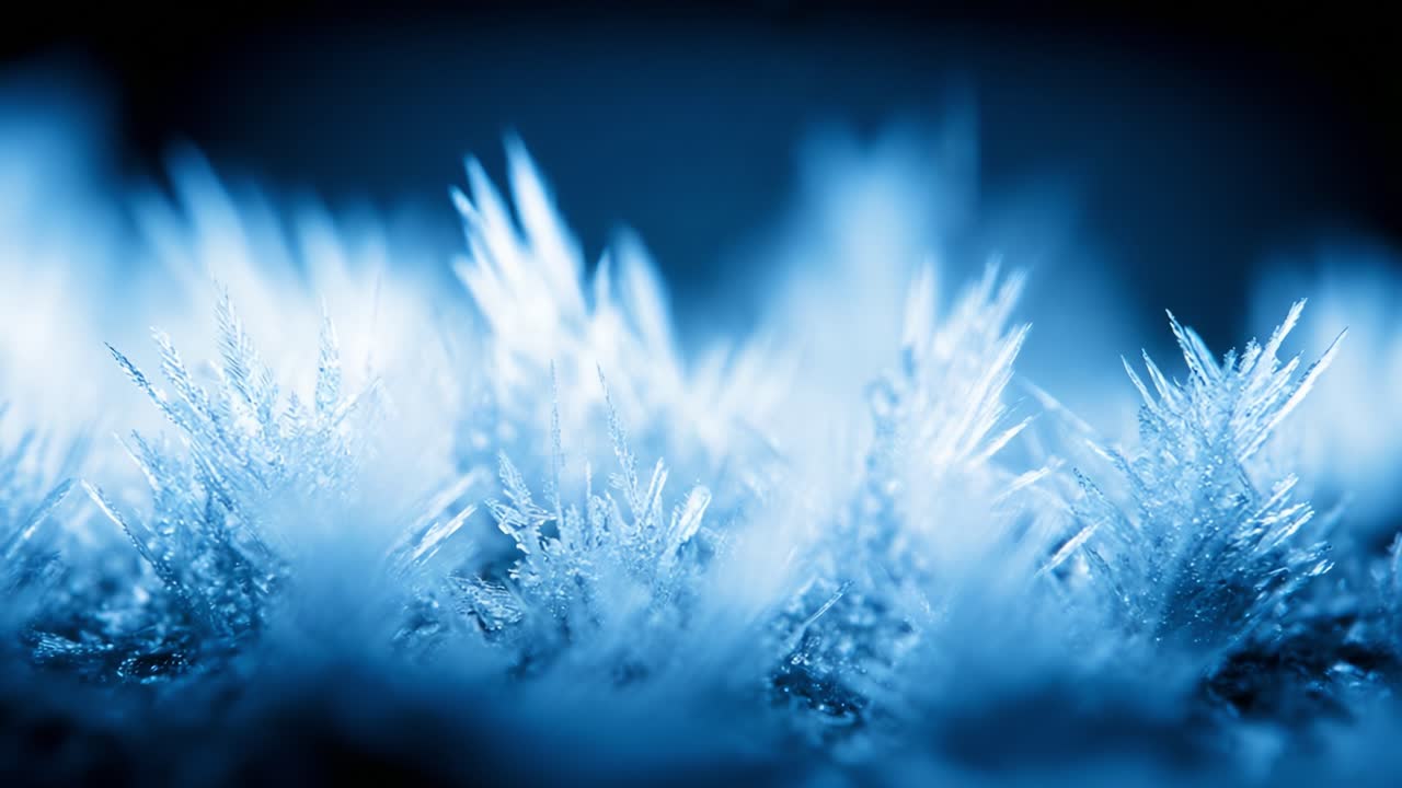 Intricate Frozen Crystals: A Close-Up Exploration of Natural Ice Formations Captured in Stunning Detail, Showcasing the Beauty of Winter's Chill in Ethereal Blue Hues