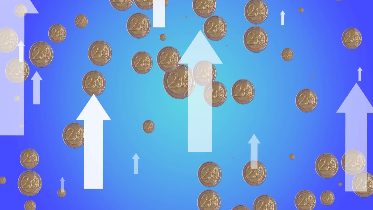 animación de flechas blancas sobre monedas