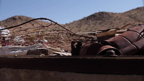 discarded metal scrap in a desert landscape