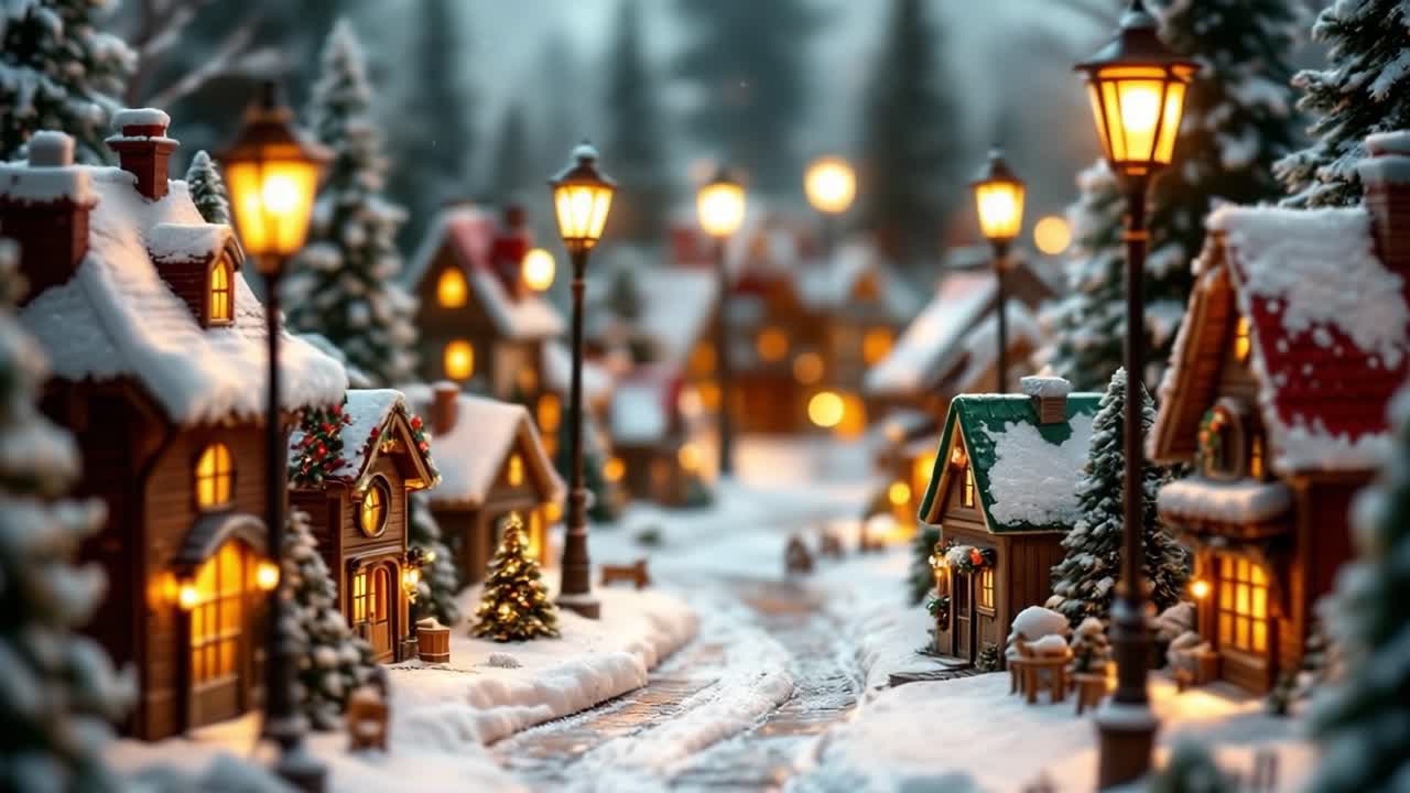 Cozy Miniature Snowy Christmas Village with Glowing Lights