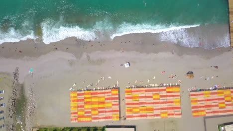 aerial view of a lively beach resort