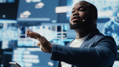 african american male specialist presenting deep learning ai systems