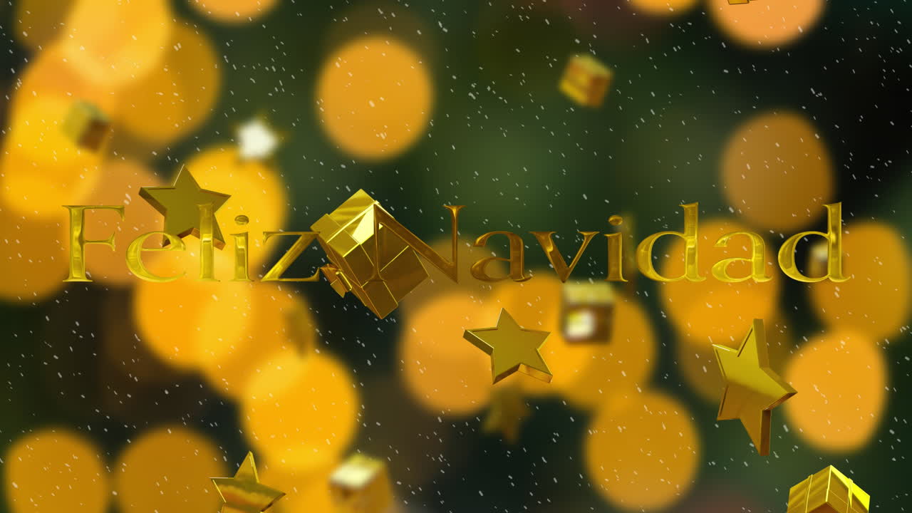 animación de feliz navidad texto sobre decoraciones de navidad fondo