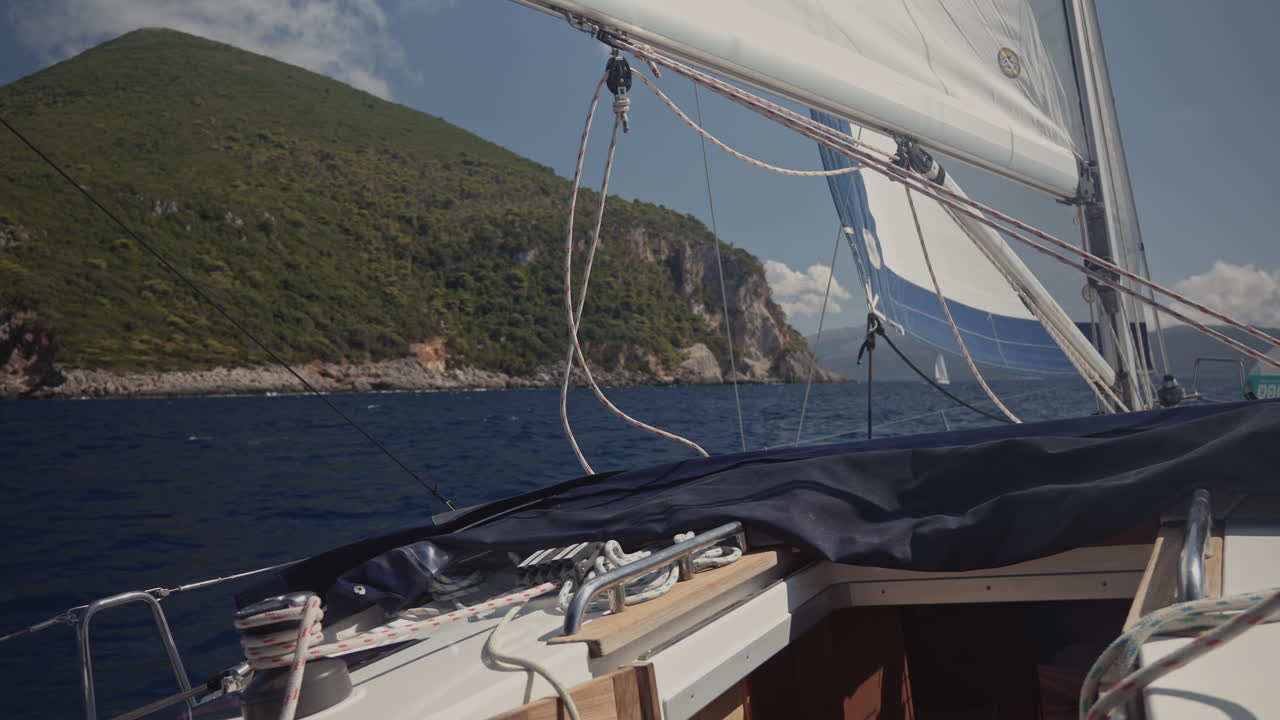 view from a yacht at sea in lefkada, greece
