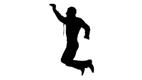 silhouette of a man jumping on white background