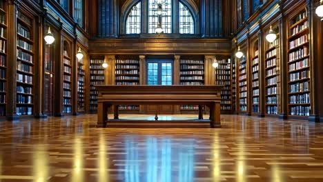 a large room filled with lots of books and a piano