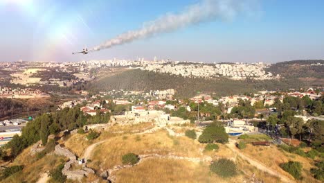 aerial view of jerusalem hills and historical site
