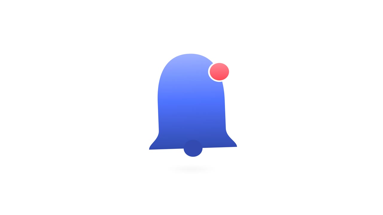 Animated Blue Notification Bell Icon with Red Alert Dot