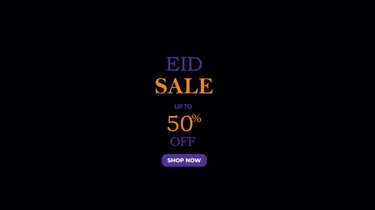 Eid Sale Up To 50 Percent Off With Shop Now Button