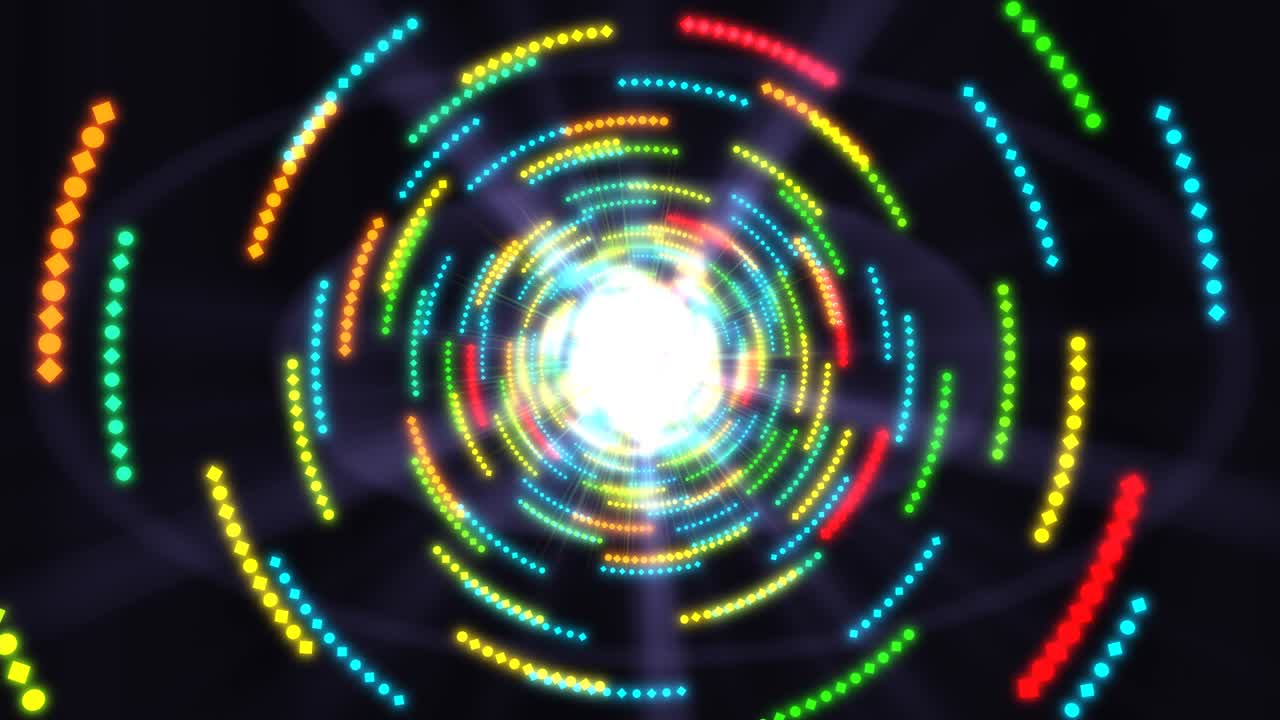 기하학적으로 움직이는 모양으로 만든 터널 끝에 반이는 빛 - 4k 원활한 루프 모션 배경 애니메이션