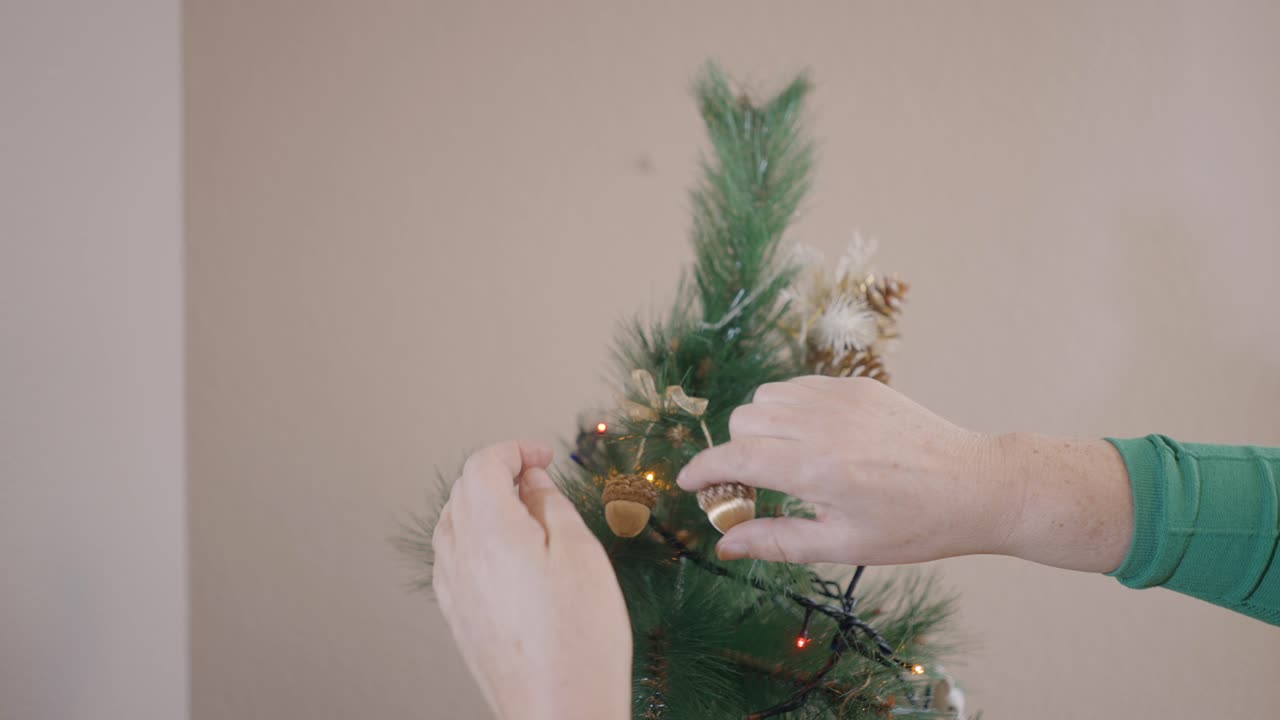 decorando un árbol de navidad