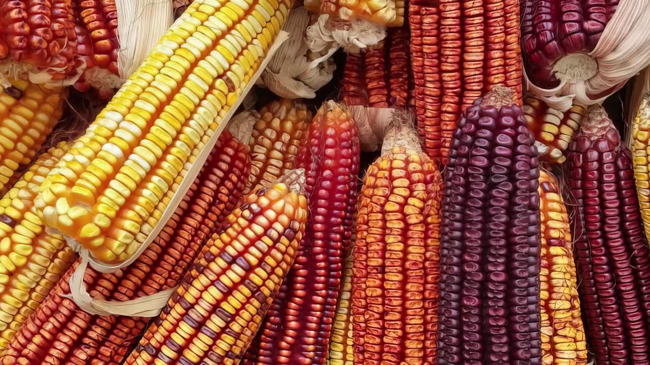 Corn Cobs Different colors Background