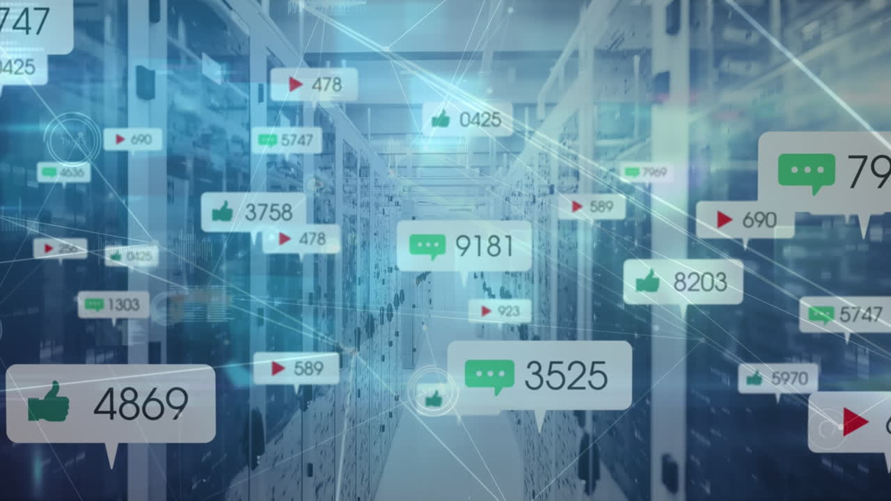 서버를 통해 연결 및 소셜 미디어 반응의 애니메이션