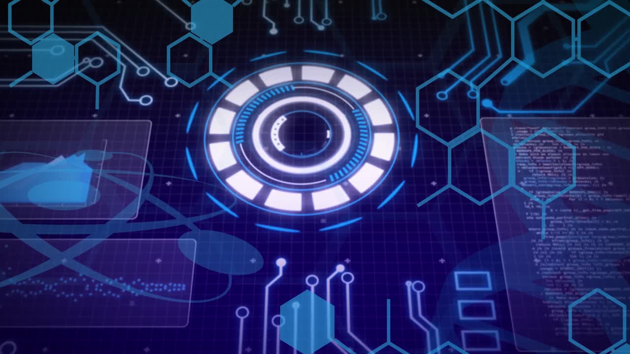 파란색 배경에 대한 범위 스캔과 과학 데이터 처리의 애니메이션