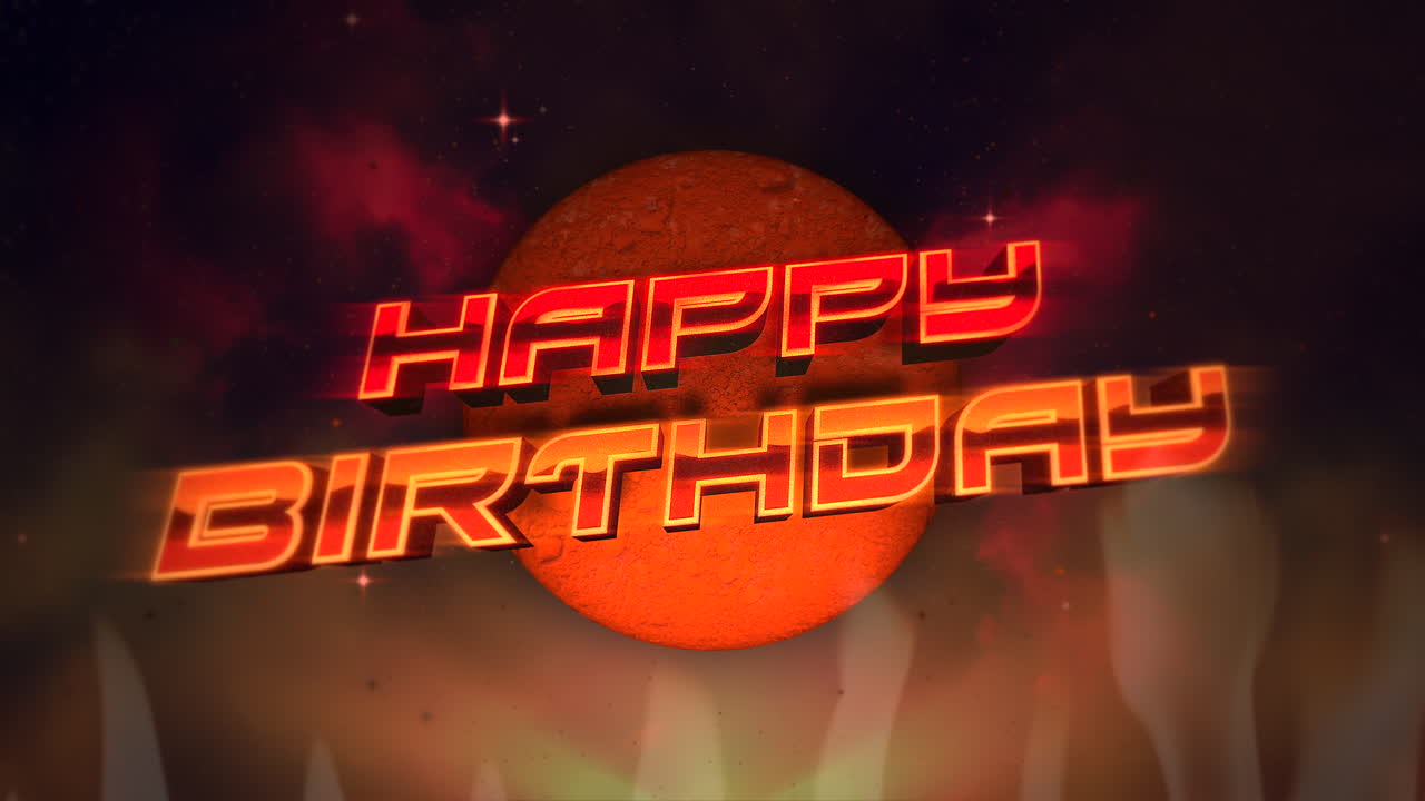 feliz cumpleaños con bola roja en el infierno con fuego