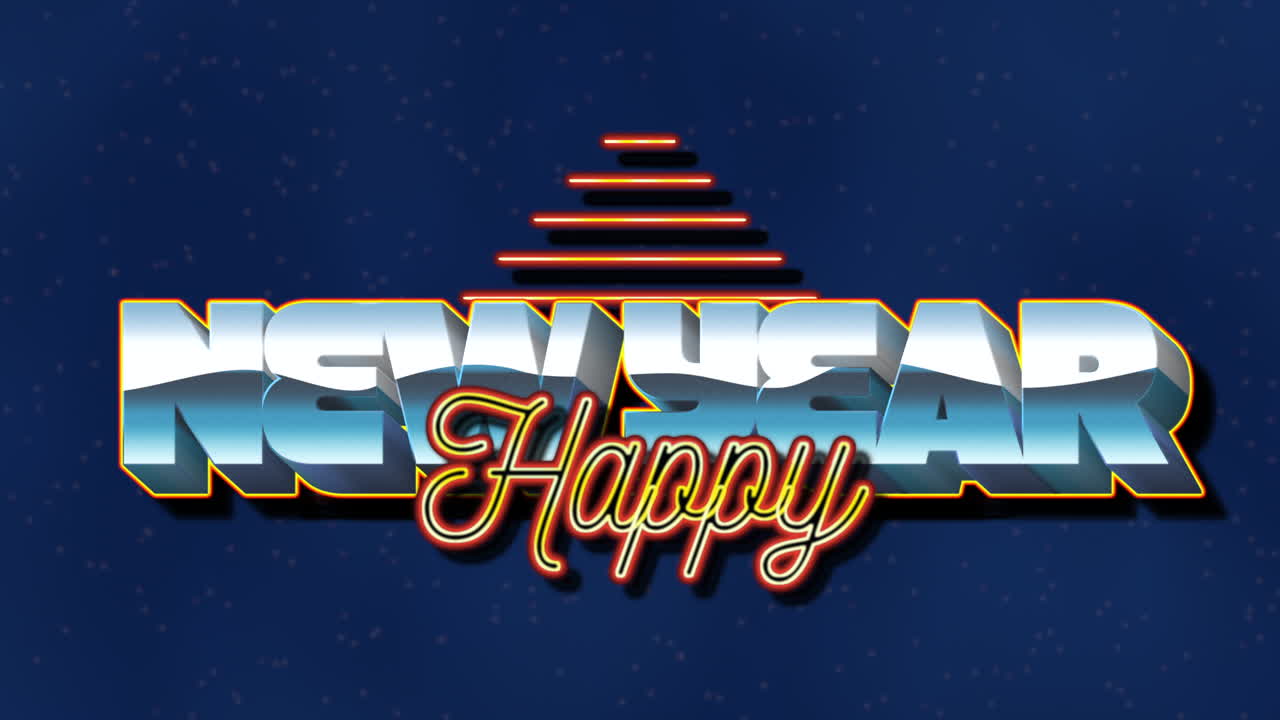 블루 그라데이션에 복고풍 삼각형이 있는 새해 복 많이 받으세요