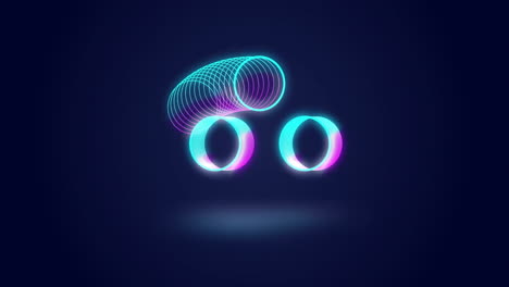 animation of neon circles moving on blue background