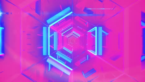 Animation-of-pink-and-blue-neon-tunnel-background