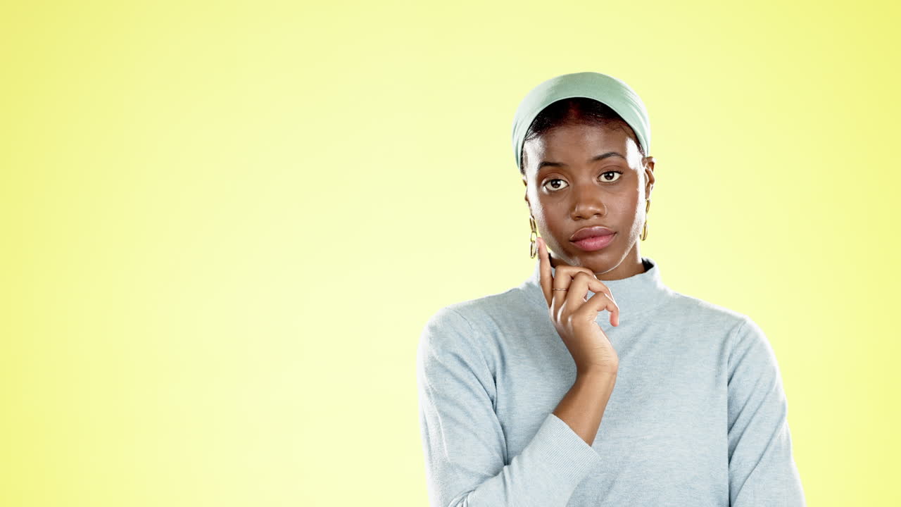 Annoyed, thinking and face of a black woman