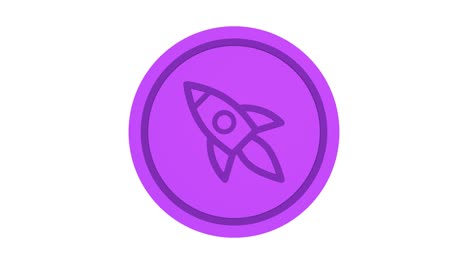 rocket 3d icon. purple color. alpha channel