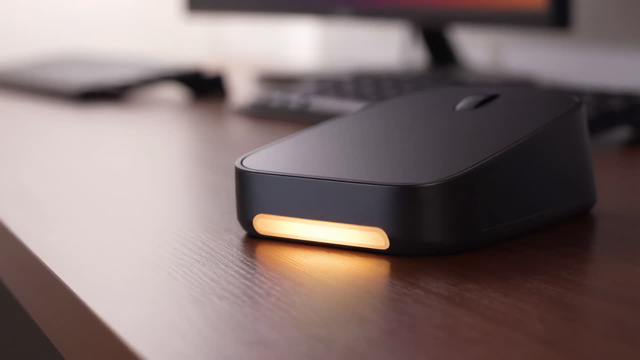 Ergonomic Computer Mouse with Customizable Glowing Light on Desk