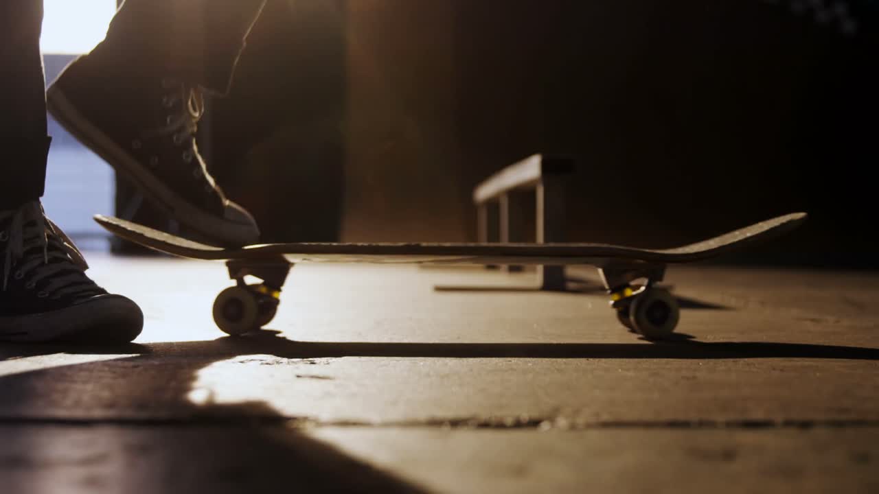 Man practicing skateboarding in skateboard arena 4k