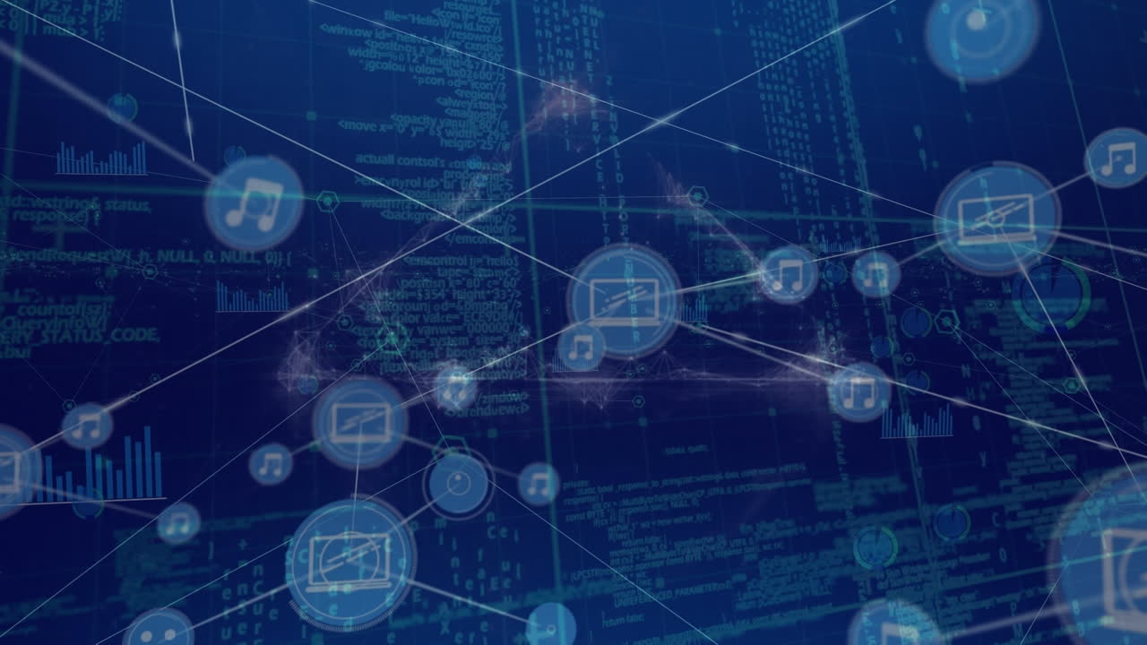 Animation of network of connections over data processing