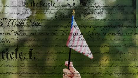 constitución escrita de los estados unidos y bandera 4k