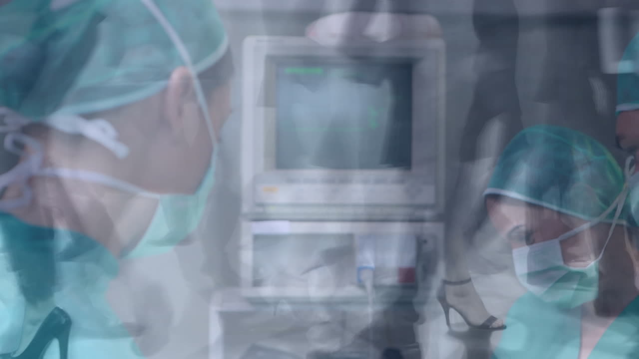 백인 여성 외과 의사들의 애니메이션으로 시간과 함께 는 사람들