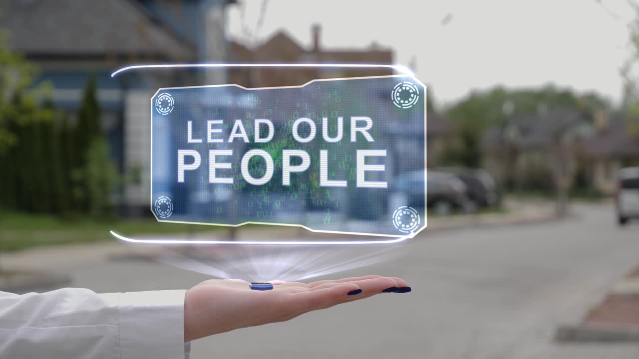 여성의 손이 홀로그램을 보여 우리 민족을 이끌고 있습니다.