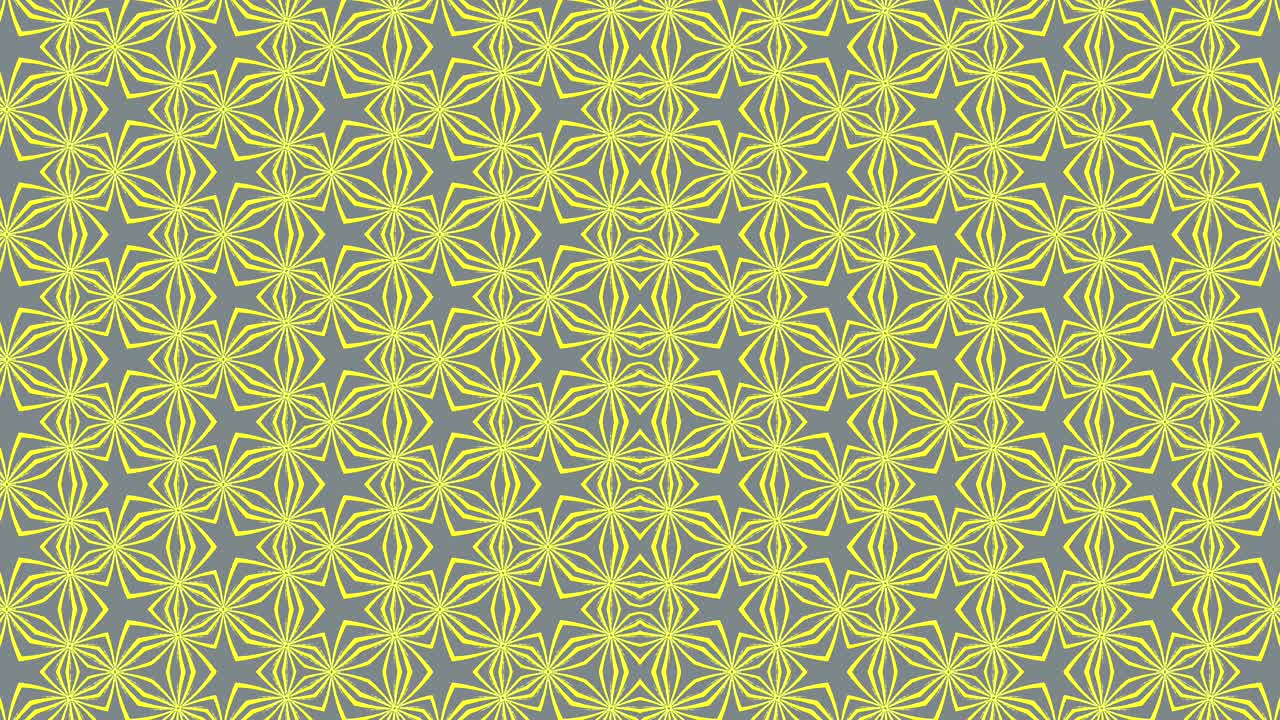 Abstract illuminated yellow floral tiles on gray background