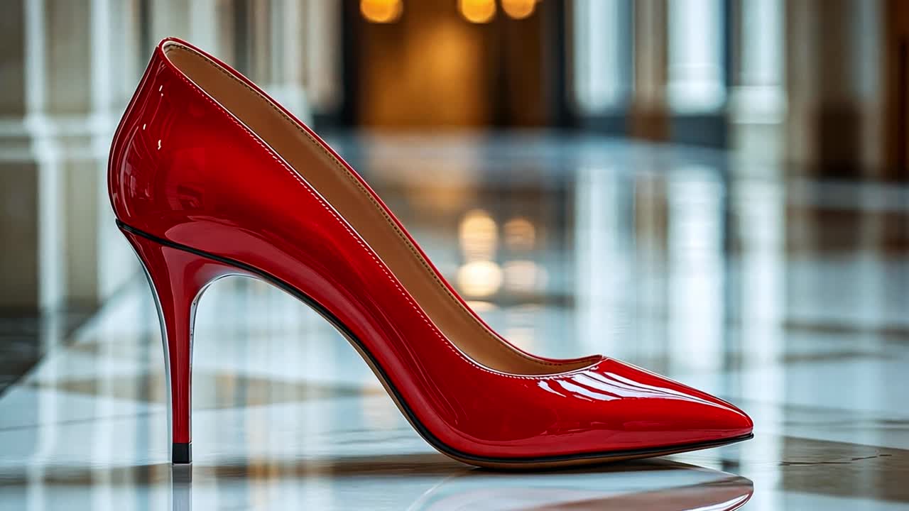 Elegante scarpa con tacco alto rossa in vernice