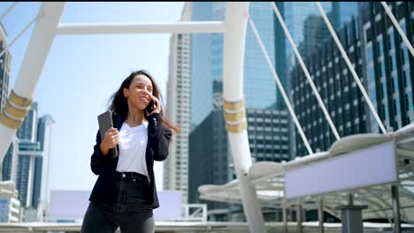 excited businesswoman in success