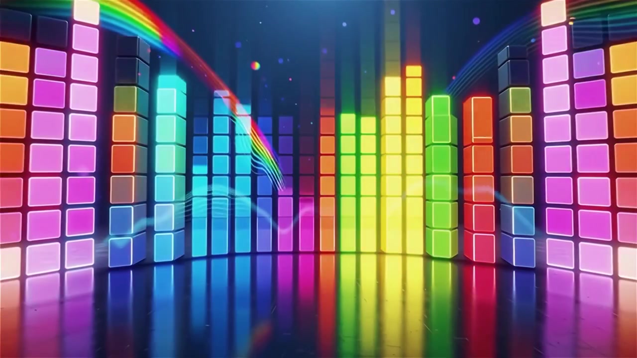 Futuristic Rainbow Neon Music Equalizer Visualizer Background