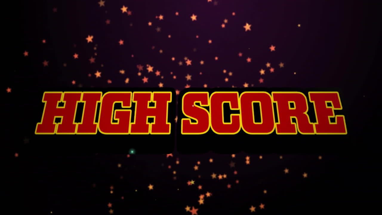 떨어지는 별 위에 높은 점수 텍스트의 애니메이션