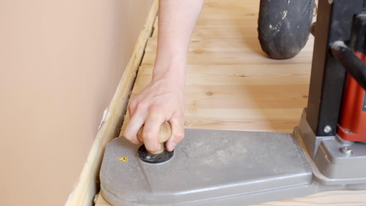 Sanding The Floor Using An Edging Sander Machine (Home Improvement) Tools And Equipment