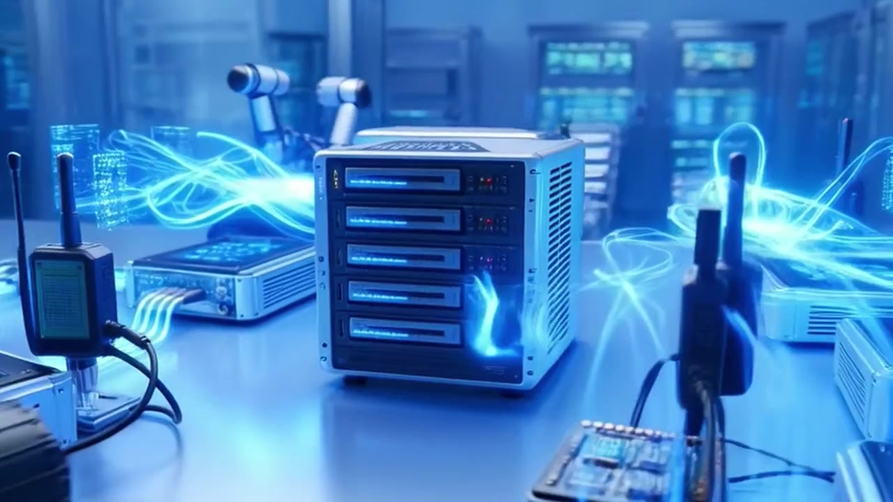 Robotic Arm Interacting with Data Servers in High Tech Laboratory