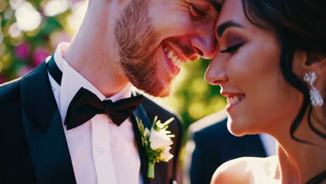 happy bride and groom smiling on their wedding day